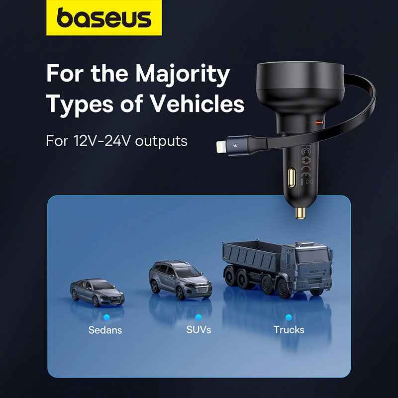 Baseus Enjoyment Pro Car Charger C+Retractable iP Cable 55W Cluster