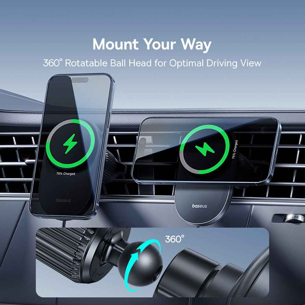 Baseus PrimeTrip VC2 Pro Cooling Magnetic Wireless Charging Car Mount Qi2.2 Air Vent Version