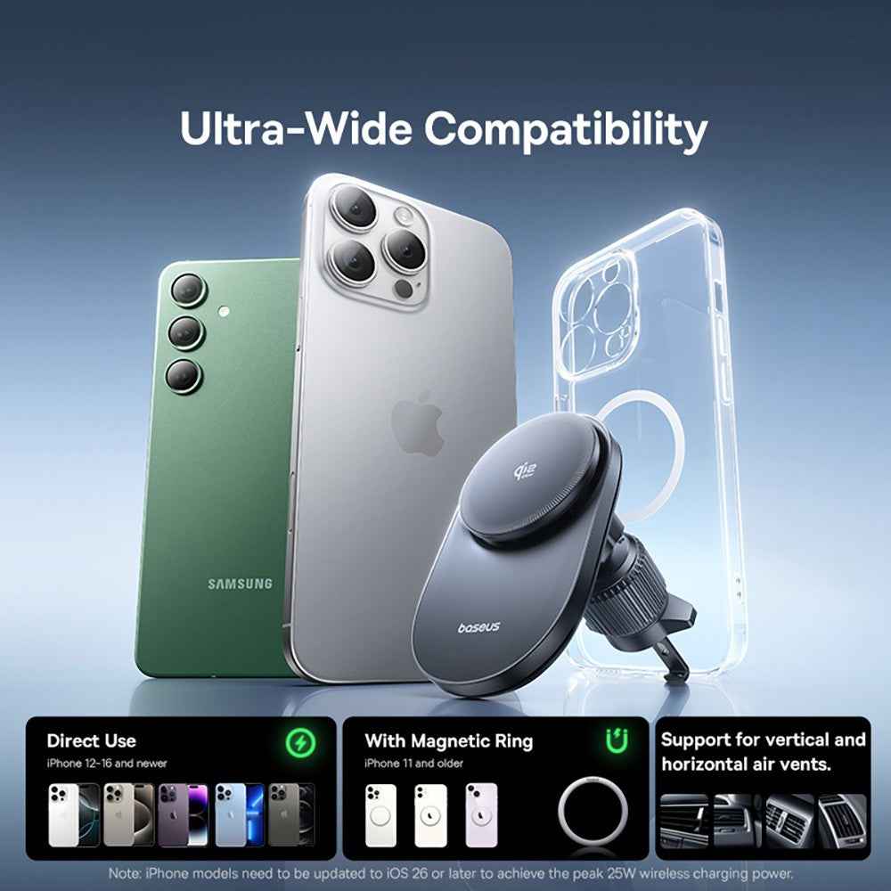 Baseus PrimeTrip VC2 Pro Cooling Magnetic Wireless Charging Car Mount Qi2.2 Air Vent Version