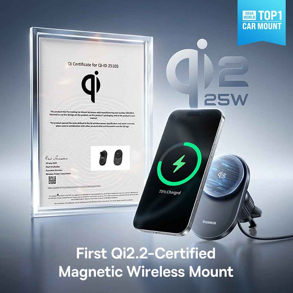 Baseus PrimeTrip VC2 Pro Cooling Magnetic Wireless Charging Car Mount Qi2.2 Air Vent Version
