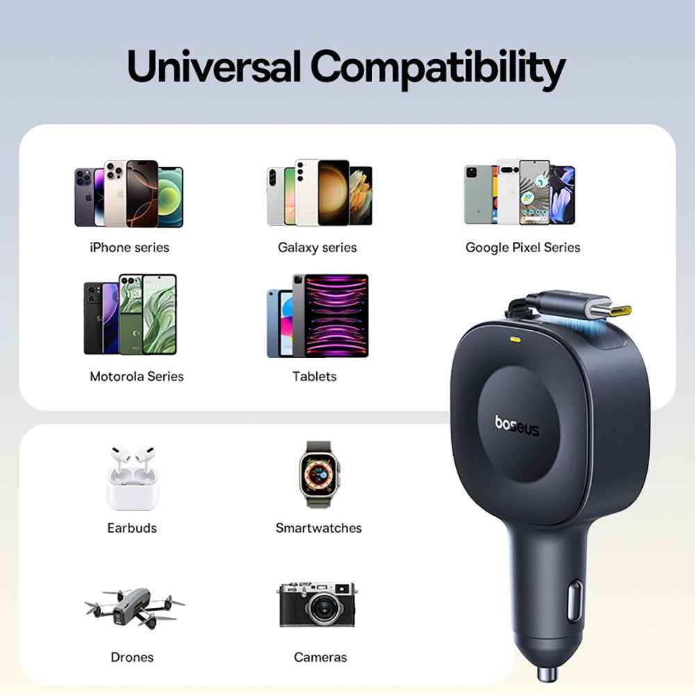 Baseus PrimeTrip VR2 Car Charger With Retractable Cable C+C 30W