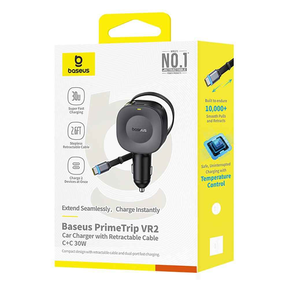 Baseus PrimeTrip VR2 Car Charger With Retractable Cable C+C 30W