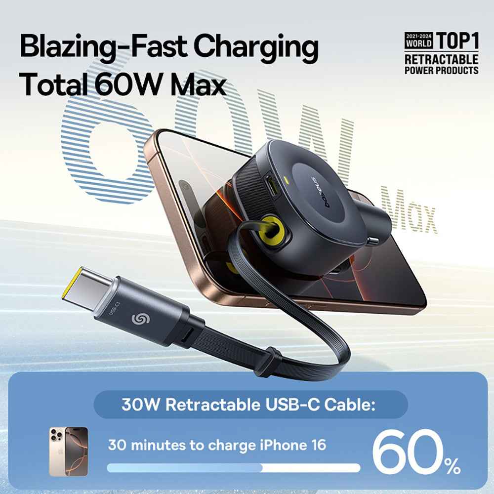 Baseus PrimeTrip VR2 Car Charger With Retractable Cable C+C 30W
