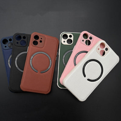 Leather Phone Case Iphone14 Mag Safe Magnetic Cross For iPhone 14