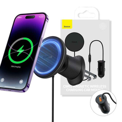Basues CW01 Magnetic Wireless Charging Car Mount 40W (Wireless Charging 15W and USB-A 25W) Claw Edition-Cluster