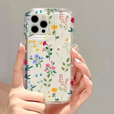 Floral Transparent All-inclusive Space Phone Case For iPhone 15