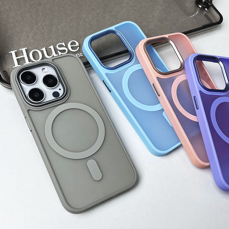 Frosted Magnetic Suction Large Hole Drop-resistant Phone Case For iPhone 15