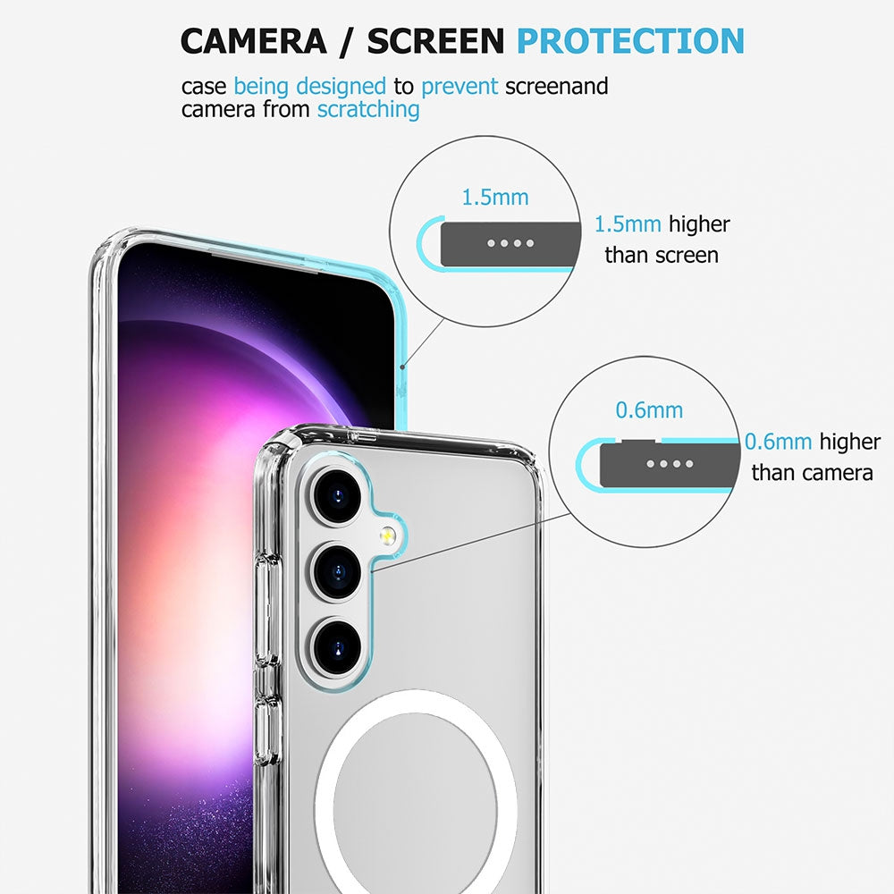UTIA Shockproof Transparent Case Cover With Magnetic Ring for Samsung Galaxy S24 Plus / S25 Plus-Transparent