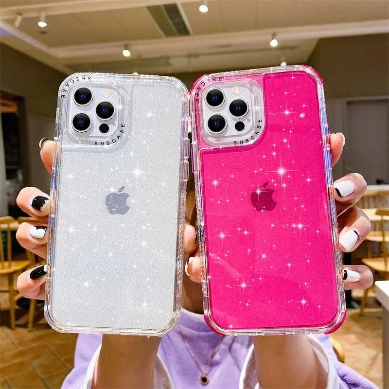 Transparent Glitter Three-layer Thickened Phone Case - MyMobile