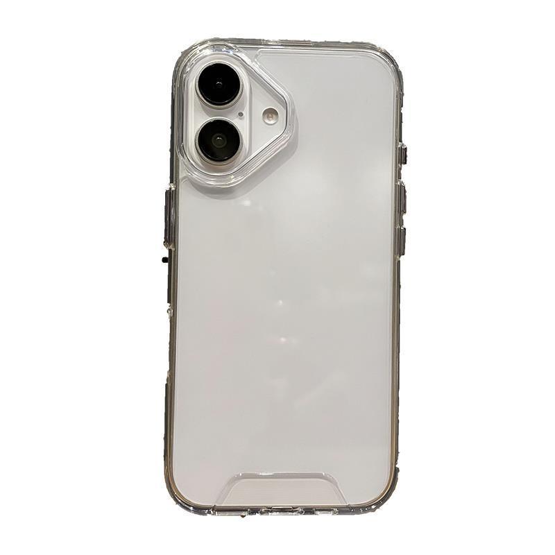 New Transparent Simple Metal Button Drop-resistant Phone Case For iPhone 16