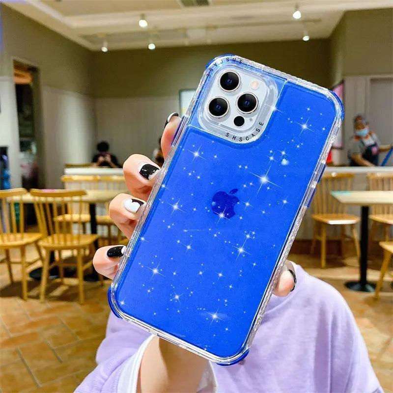 Transparent Glitter Three-layer Thickened Phone Case - MyMobile