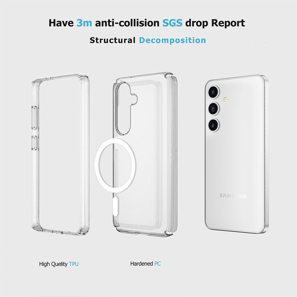 UTIA Shockproof Transparent Case Cover With Magnetic Ring for Samsung Galaxy S24 Plus / S25 Plus-Transparent