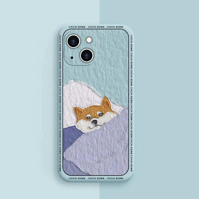 Oil Painting Shiba Inu Couple's Mobile Phone Case Online Only