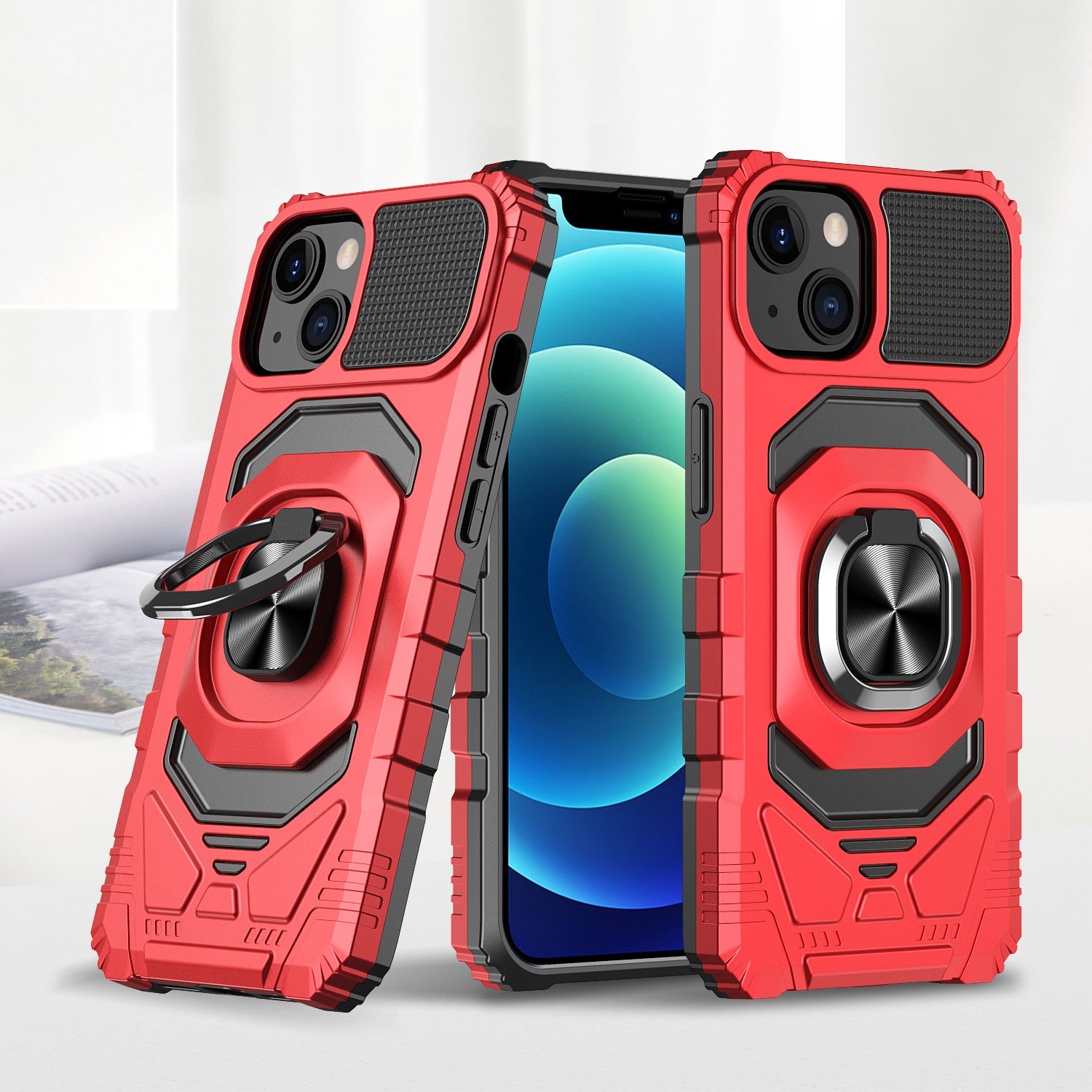 Car Magnetic Ring 2 - in - 1 Shockproof Phone Case For iPhone 14 - MyMobile