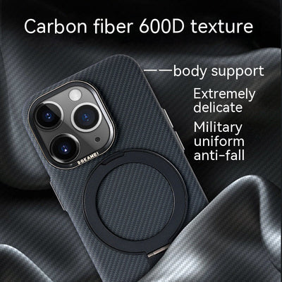 Carbon Fiber Magnetic Bracket Phone Case For iPhone 15 - MyMobile