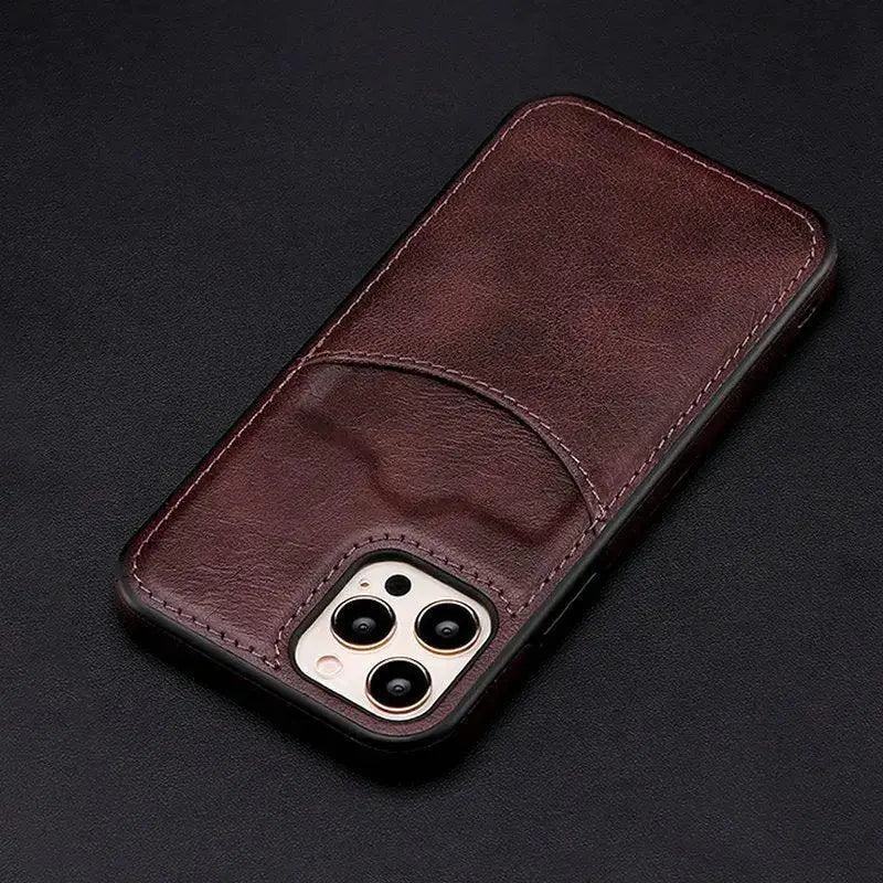 Card - inserting Leather Case Back Cover Type Protective Case - MyMobile