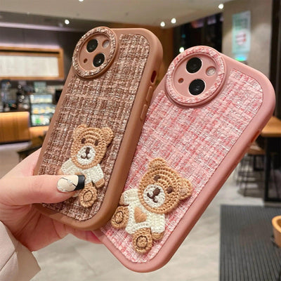 Cartoon Bear Mobile Phone Shell Flannel For iPhone 14 - MyMobile