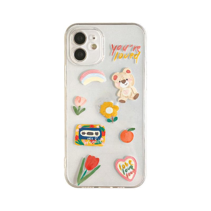 Cartoon Oil Painting Bear Print Mobile Phone Case - MyMobile