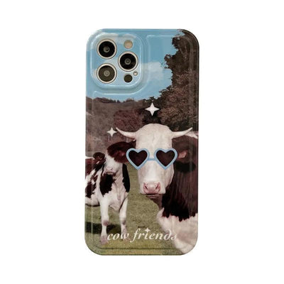 Cartoon Sunglasses Cow Mobile Phone Case Is Suitable For iPhone 14 - MyMobile