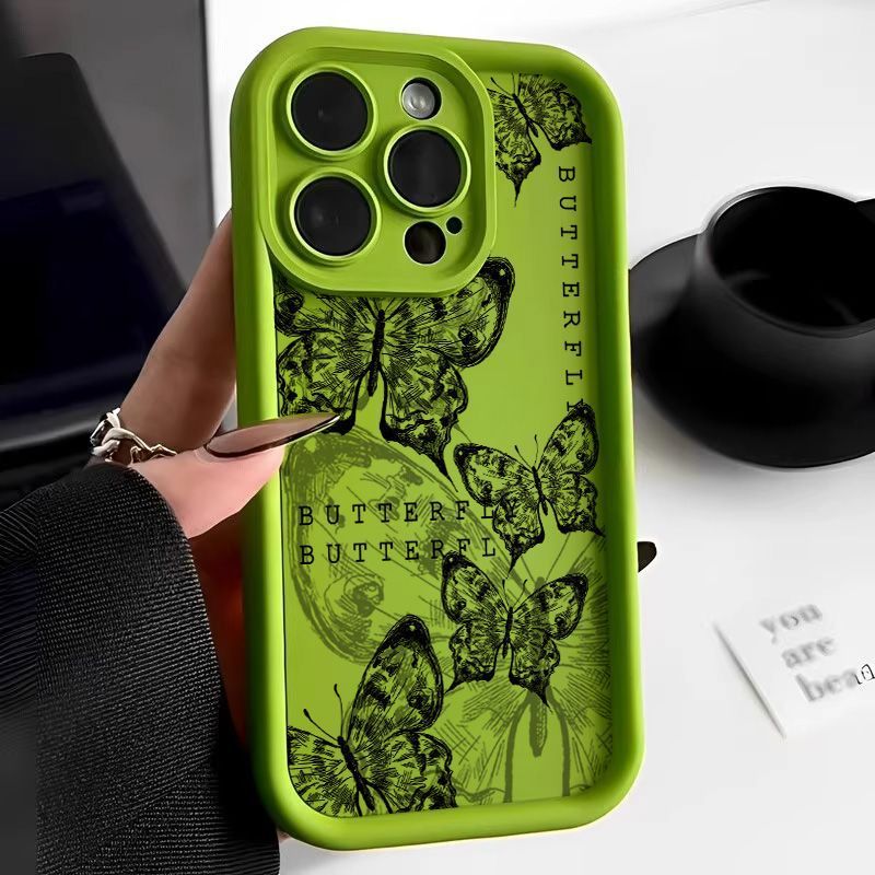 Retro Butterfly Print Drop-resistant Phone Case For iPhone 15