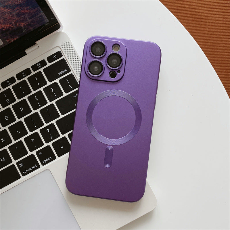 Magnetic Suction With Lens Film Electroplating Mobile Phone Case For iPhone 16