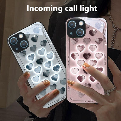 New Incoming Light Heart Mobile Phone Shell For Couples For iPhone 15