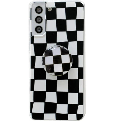 Checkerboard Mobile Phone Case Bracket Soft Shell Protection Cover - MyMobile