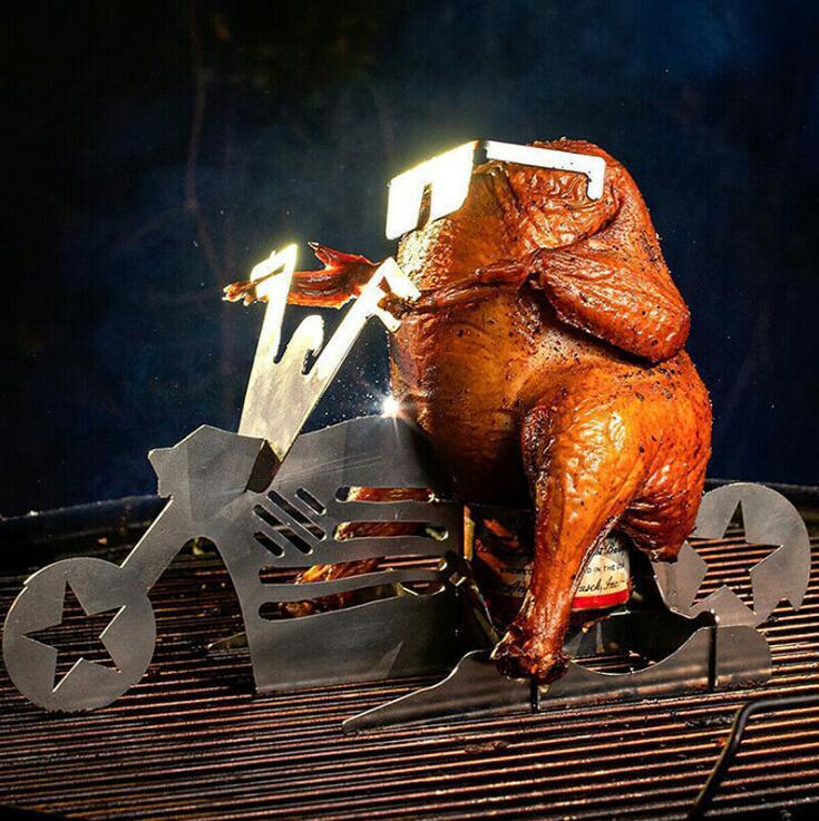 Chicken Stand Beer Funny American Motorcycle BBQ Steel Rack Tools Funny Roast Chicken Rack Grilling Roast Rack - MyMobile