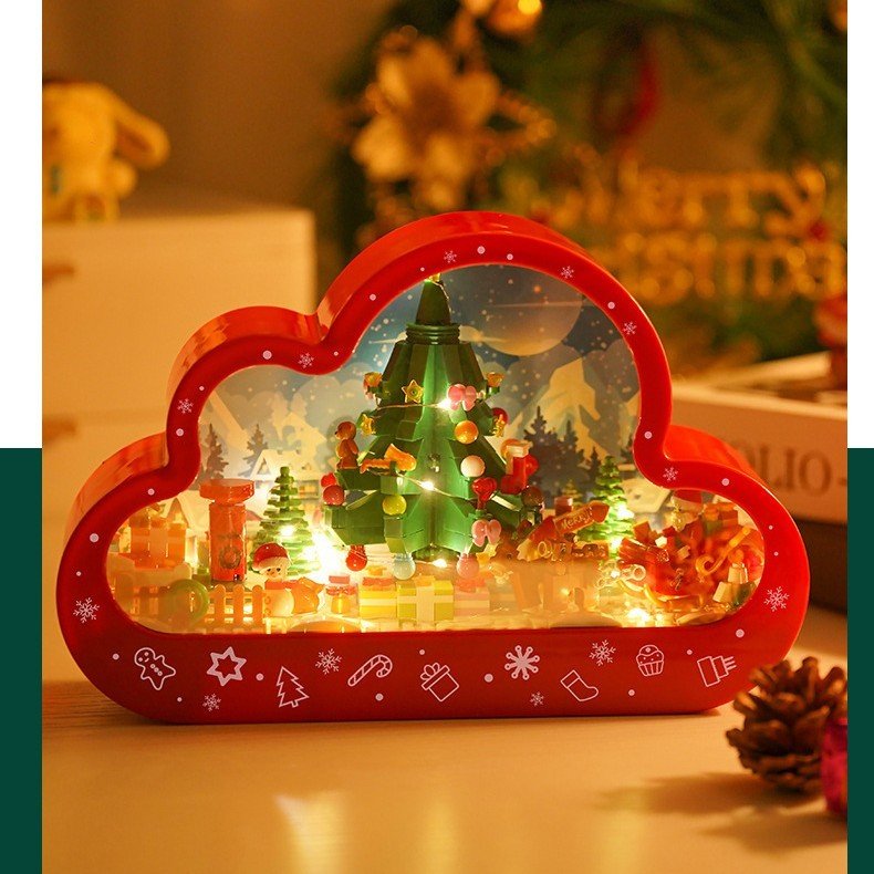 Christma New Style Assembled Building Block Toys Cloud Night Lamp Decorative Mirrors Frame LED Table Lights - MyMobile