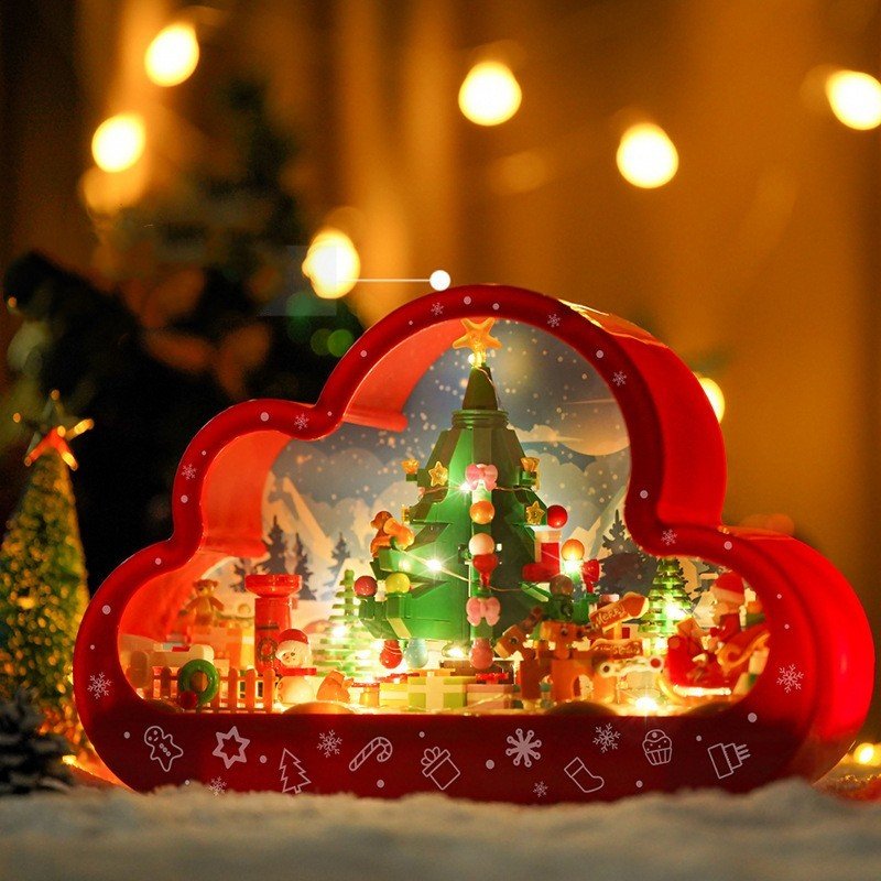 Christma New Style Assembled Building Block Toys Cloud Night Lamp Decorative Mirrors Frame LED Table Lights - MyMobile