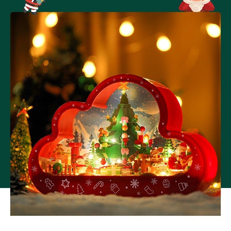 Christma New Style Assembled Building Block Toys Cloud Night Lamp Decorative Mirrors Frame LED Table Lights - MyMobile