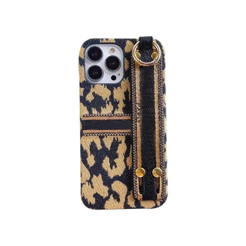 Classic Vintage Leopard Print Banner Wristband Phone Case - MyMobile