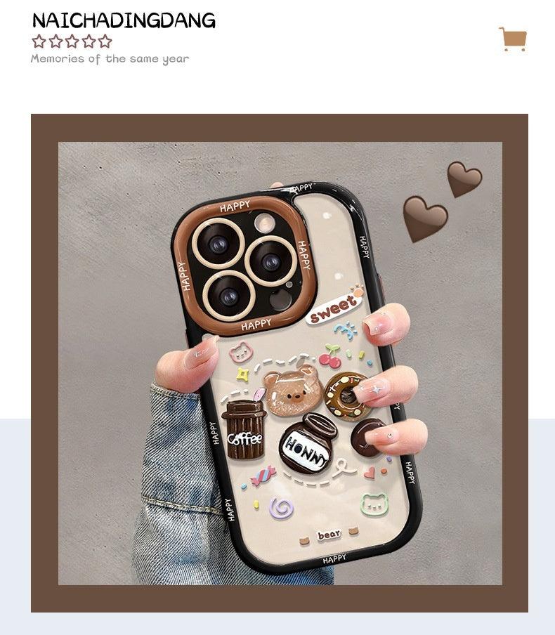 Coffee Bear Three - dimensional Doll Pendant Drop - resistant Phone Case For iPhone 14 - MyMobile