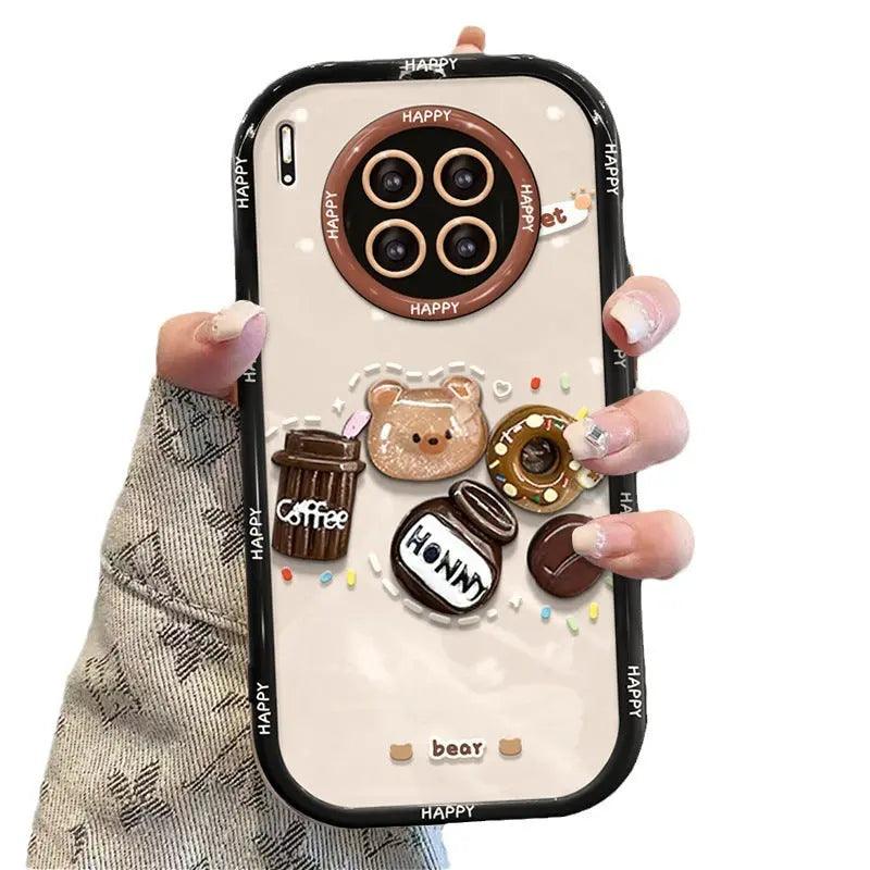 Coffee Bear Three - dimensional Doll Pendant Drop - resistant Phone Case For iPhone 14 - MyMobile