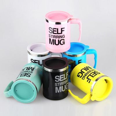 Coffee Stirrer Mug With Creative Handle, Button Design, Self Stirring, Automatic, With Lid - MyMobile