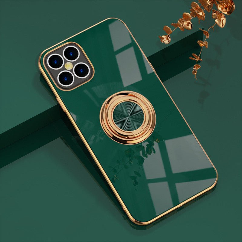 Compatible With , 6D Plating Solid Color Ring Phone Case For iPhone 15 - MyMobile