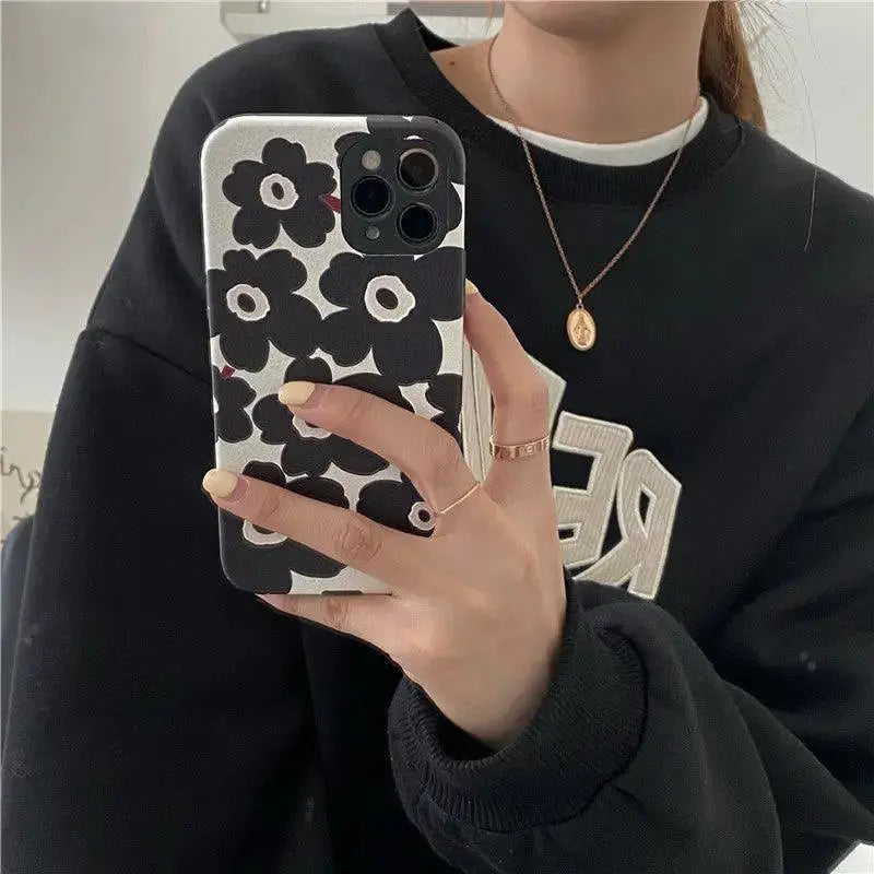 Compatible with Apple, Compatible with Apple , Black Flowers Are Suitable For IPhone11 12Promax Mobile Phone Case 78P Protective Cover - MyMobile