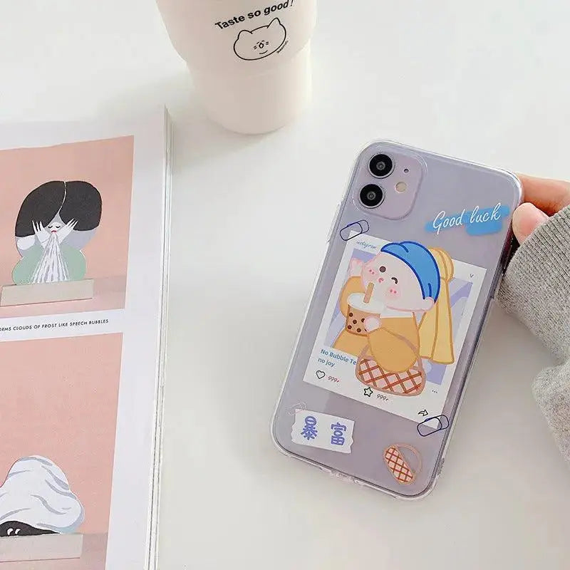 Compatible with Apple , Creative Milk Tea Girl For 11ProMax Apple XS XR Mobile Phone Case - MyMobile