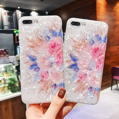 Compatible with Apple, Dream Shell Phone Case For iPhone X XS Max XR Rose Flower Back Cover Cases for iPhone 7 8 6 6s Plus Soft TPU Silicon Capa - MyMobile