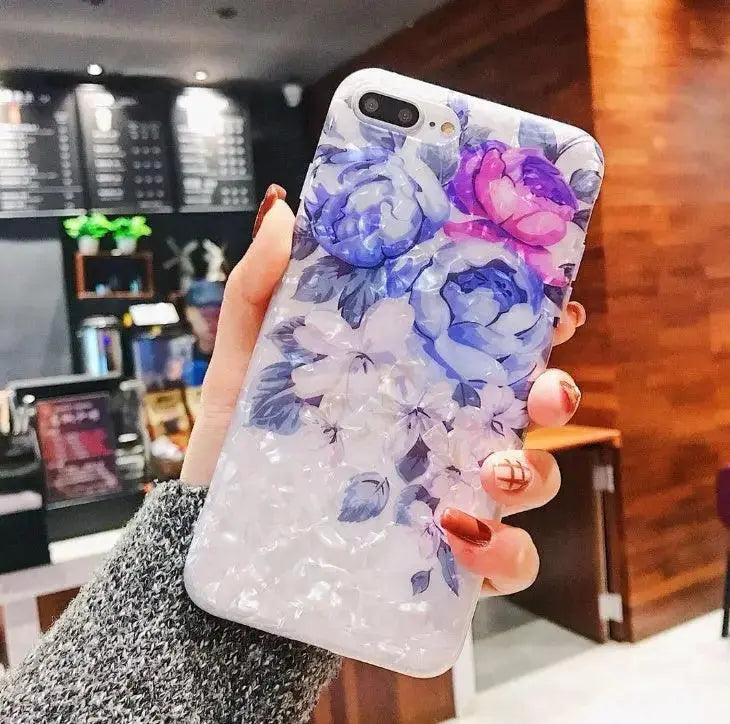 Compatible with Apple, Dream Shell Phone Case For iPhone X XS Max XR Rose Flower Back Cover Cases for iPhone 7 8 6 6s Plus Soft TPU Silicon Capa - MyMobile