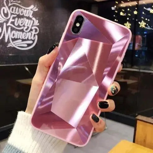 Compatible With Apple, Glitter Diamond Texture Case For X XS Max XR 7 Plus Mirror Acrylic Back Cover Cases For 6 S 7 8 Plus - MyMobile