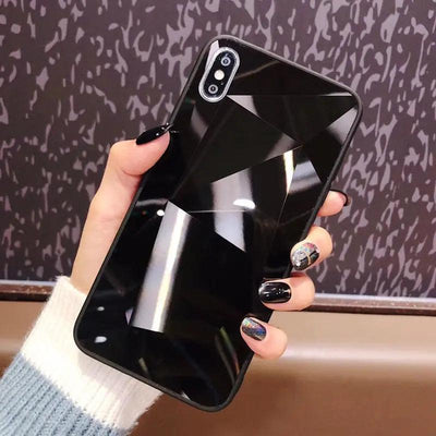 Compatible With Apple, Glitter Diamond Texture Case For X XS Max XR 7 Plus Mirror Acrylic Back Cover Cases For 6 S 7 8 Plus - MyMobile