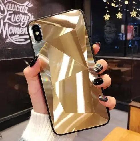 Compatible With Apple, Glitter Diamond Texture Case For X XS Max XR 7 Plus Mirror Acrylic Back Cover Cases For 6 S 7 8 Plus - MyMobile