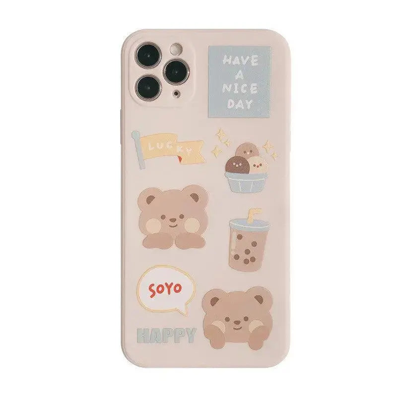 Compatible With Bear Mobile Phone Case Cute Straight Edge Silicone - MyMobile