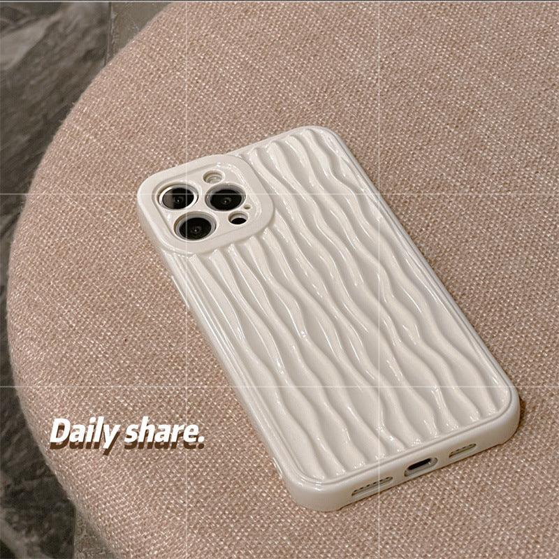 Cream White Water Corrugated Mobile Phone Case For iPhone 14 - MyMobile