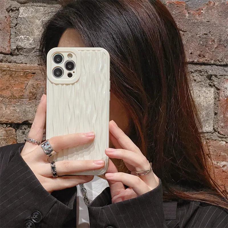 Cream White Water Corrugated Mobile Phone Case For iPhone 14 - MyMobile