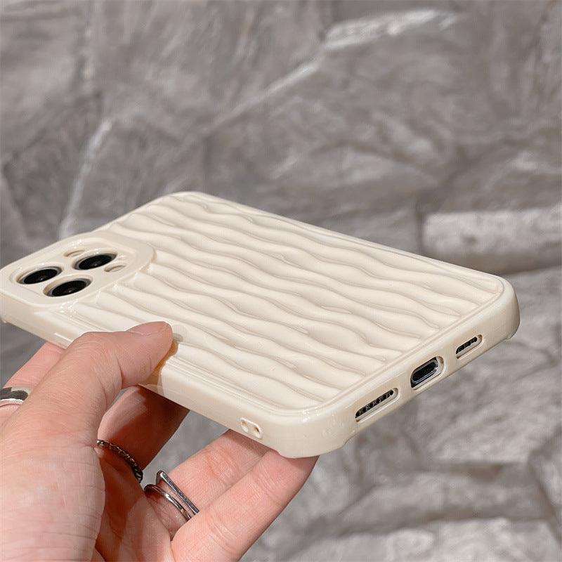 Cream White Water Corrugated Mobile Phone Case For iPhone 14 - MyMobile