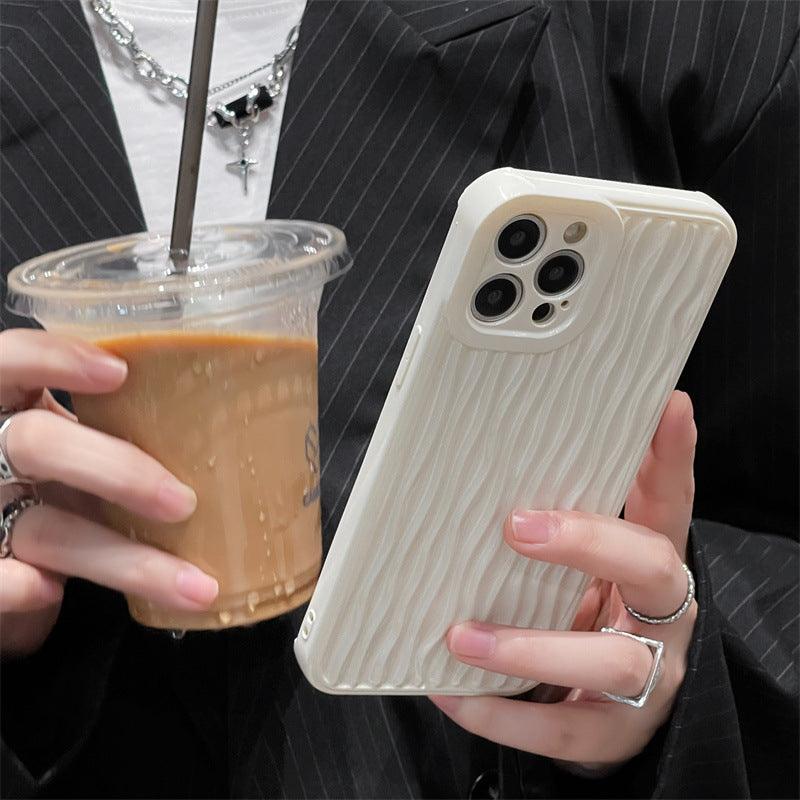 Cream White Water Corrugated Mobile Phone Case For iPhone 14 - MyMobile