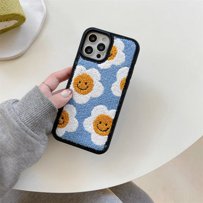 Creative And Simple Flower Plush Phone Case For iPhone 15 - MyMobile