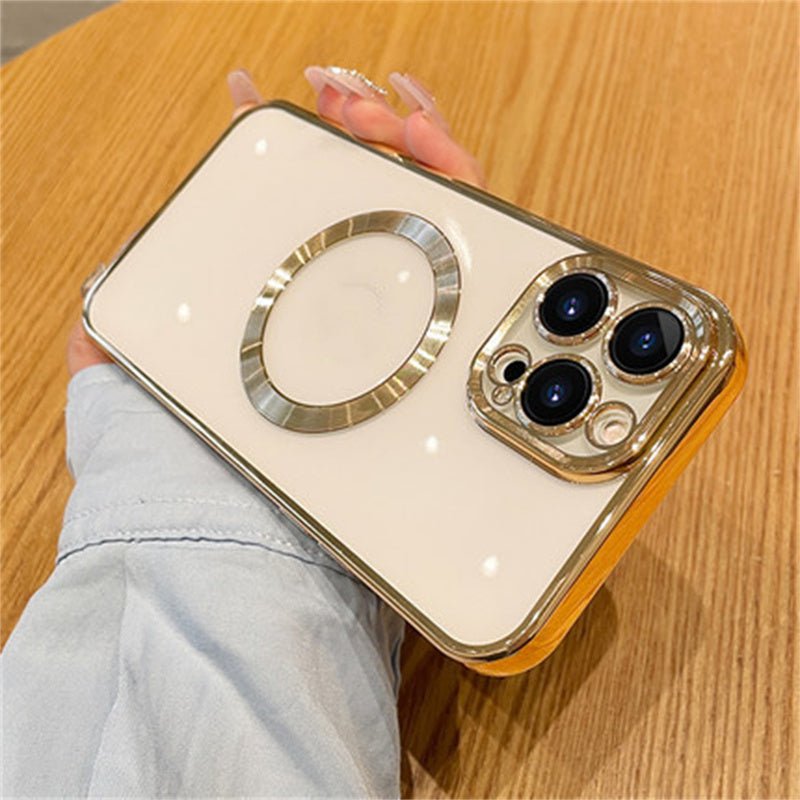 Creative Lens Film Plating Magnetic Suction Phone Case Protector For iPhone 14 - MyMobile